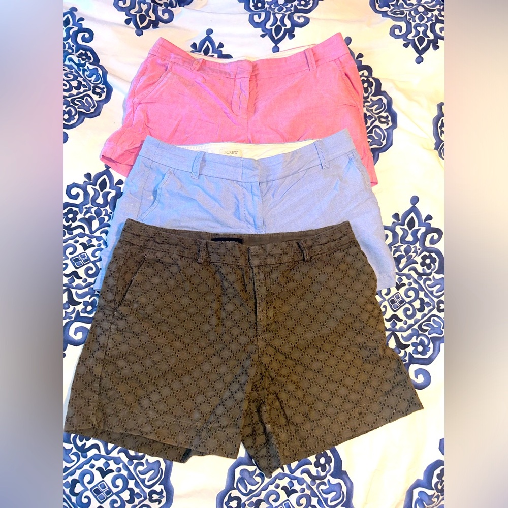 J Crew & Banana Republic Women's Shorts Bundle Lot 3 Pair Pink Blue Green Size 6